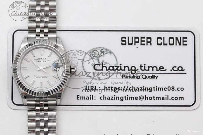 SS on Silver Steel Lady Bracelet 1:1 904L 28 TWF Best Dial DateJust President Edition NH05 0426